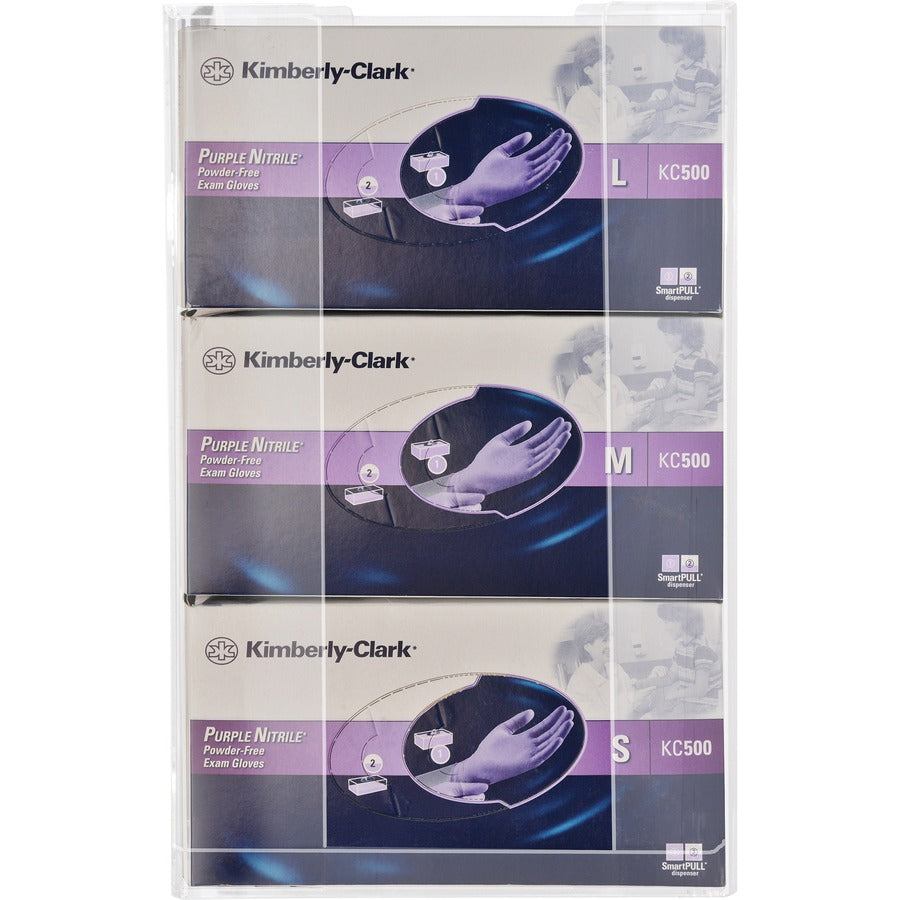 Kantek Triple Glove Box Dispenser - 16" Height x 10.3" Width x 3.8" Depth - Acrylic - Clear - 1 Each