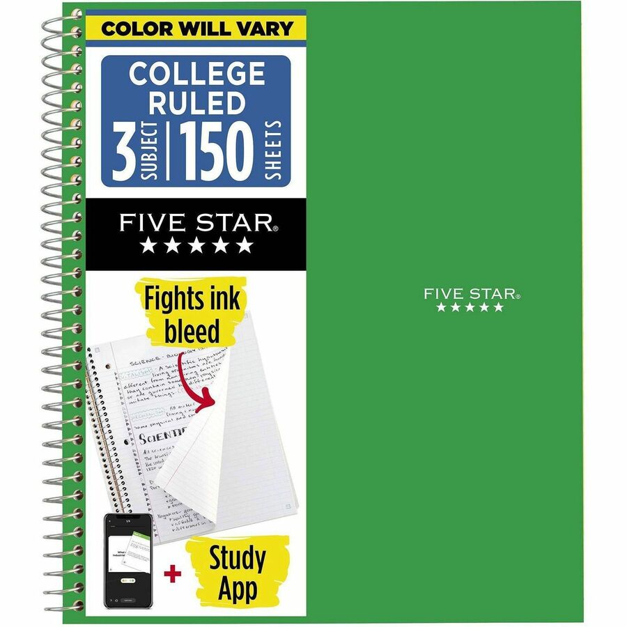 Mead Wirebound Notebooks - 150 Sheets - Wire Bound - 11" x 8 1/2" Sheet Size - White Paper - Assorted Cover - Pocket, Stiff-back, Perforated, Pocket, Heavyweight, Subject, Spiral Lock - 1 Each