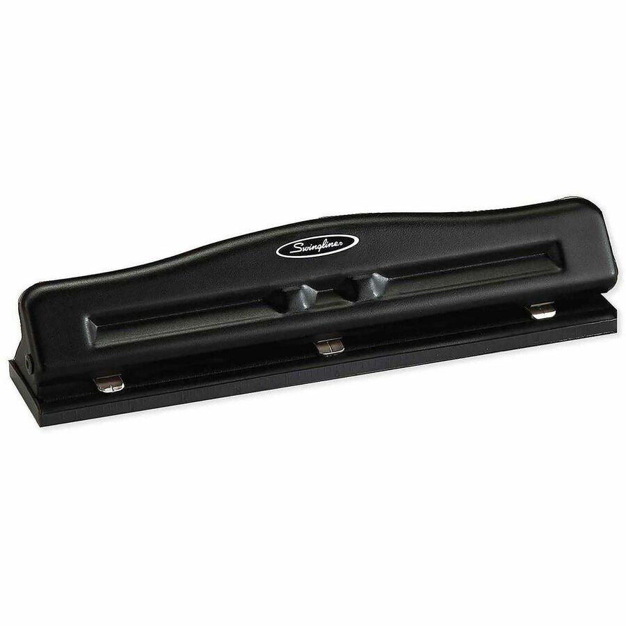 Swingline Commercial Desktop Punch - 3 Punch Head(s) - 11 Sheet - 9/32" Punch Size - Round Shape - Metal - Black