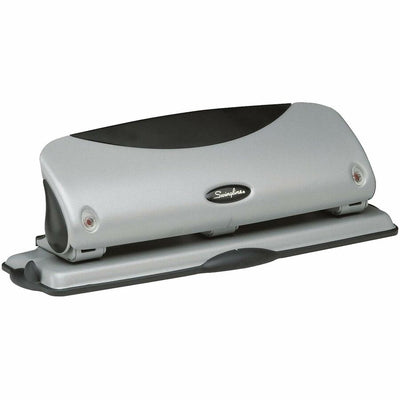 Swingline EasyView Desktop Punch - 3 Punch Head(s) - 12 Sheet - 9/32" Punch Size - Black, Silver