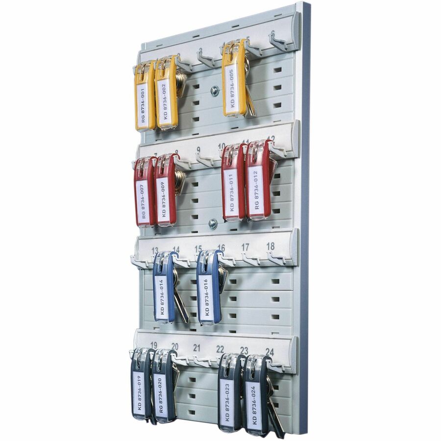 DURABLE 24-Capacity Key Board - 1.3" Width x 14.3" Depth x 8.4" Height - Gray