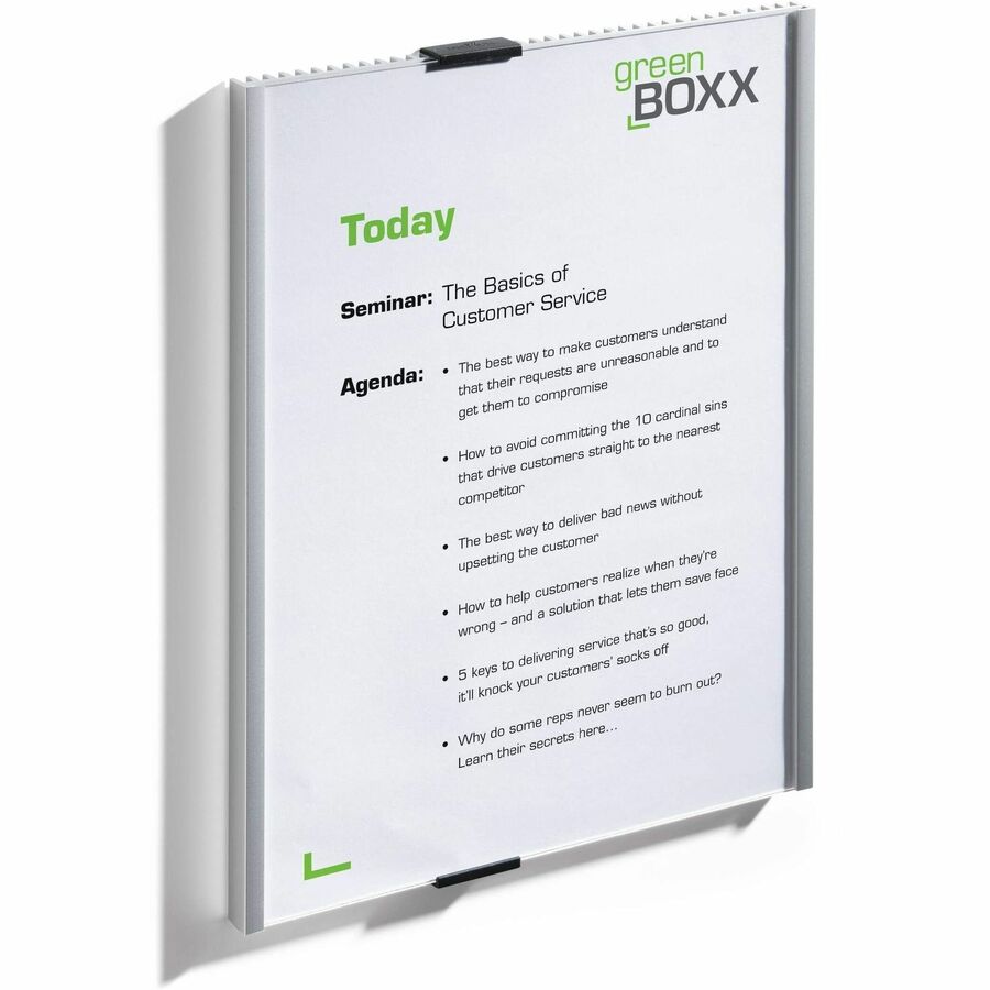 DURABLE Info Sign A4 Size Information Sign - 8.3" Width x 11.7" Height - Rectangular Shape - Wall Mountable, Door-mountable - Anti-glare - Indoor - Acrylic, Aluminum - Silver - 1 Each