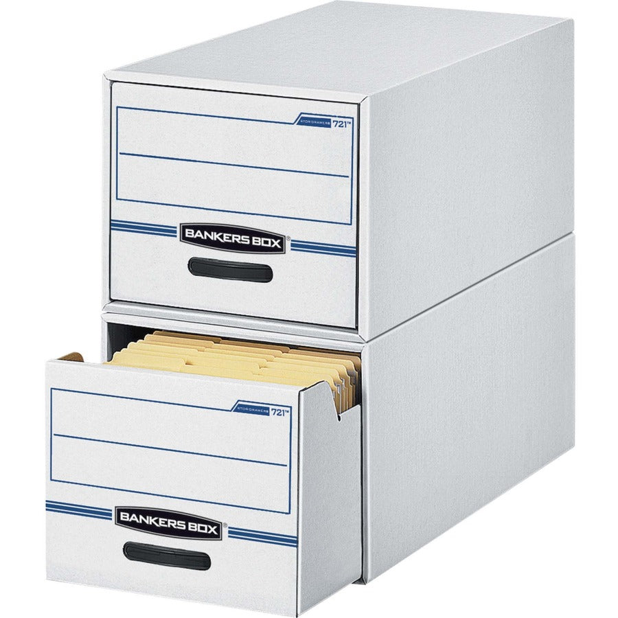 Bankers Box Stor/Drawer File Storage Unit - Internal Dimensions: 12.50" Width x 23.25" Depth x 10.38" Height - External Dimensions: 14" Width x 25.5" Depth x 11.5" Height - Media Size Supported: Letter - Light Duty - Stackable - Corrugated Paper - Whit...