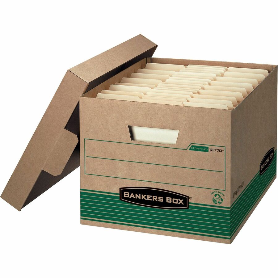 Bankers Box Recycled STOR/FILE File Storage Box - Internal Dimensions: 12" Width x 15" Depth x 10" Height - External Dimensions: 12.5" Width x 16.3" Depth x 10.3" Height - Media Size Supported: Letter, Legal - Lift-off Closure - Medium Duty - Stackable...