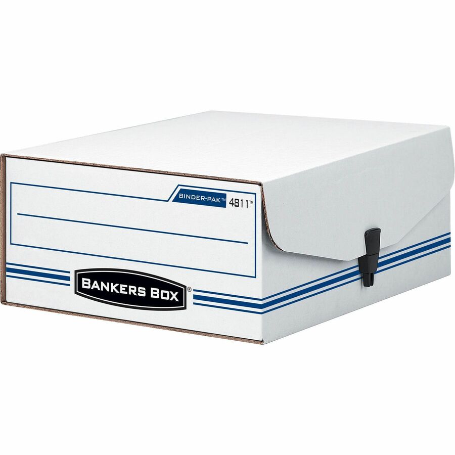 Bankers Box Liberty Binder-Pak Storage Box - Internal Dimensions: 9.13" Width x 11.38" Depth x 4.38" Height - External Dimensions: 9.8" Width x 11.9" Depth x 4.8" Height - Ring Lock Closure - Corrugated Paper - White, Blue - For Check, Voucher Slip, Do...