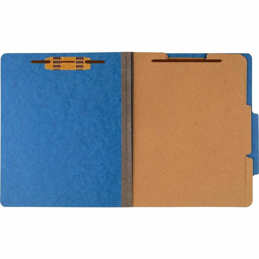 ACCO Letter Classification Folder - 3" Folder Capacity - 8 1/2" x 11" - 6 Fastener - 1" Fastener Capacity - 2 Divider - 6 pt. - Pressboard, Tyvek - Sky Blue - 10 / Box