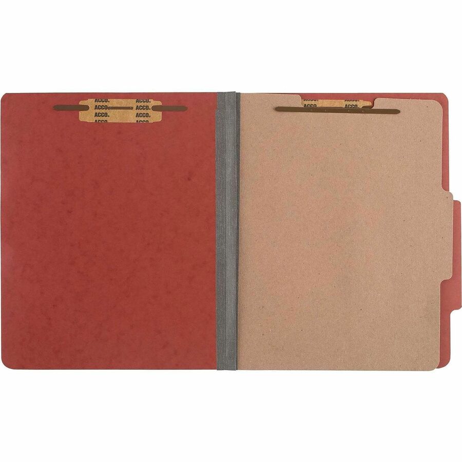 ACCO Letter Classification Folder - 2" Folder Capacity - 8 1/2" x 11" - 4 Fastener - Folder - 1 Divider - 4 pt. - Pressboard, Tyvek - Earth Red - 10 / Box