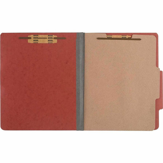 ACCO Letter Classification Folder - 2" Folder Capacity - 8 1/2" x 11" - 4 Fastener - Folder - 1 Divider - 4 pt. - Pressboard, Tyvek - Earth Red - 10 / Box