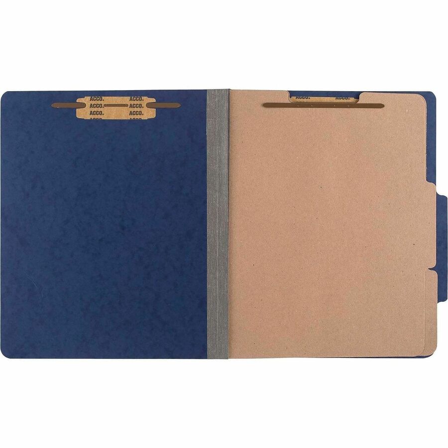 ACCO ColorLife Letter Classification Folder - 3" Folder Capacity - 8 1/2" x 11" - 6 Fastener - 2 Divider - Presstex, Tyvek, Acrylic - Dark Blue - 10 / Box