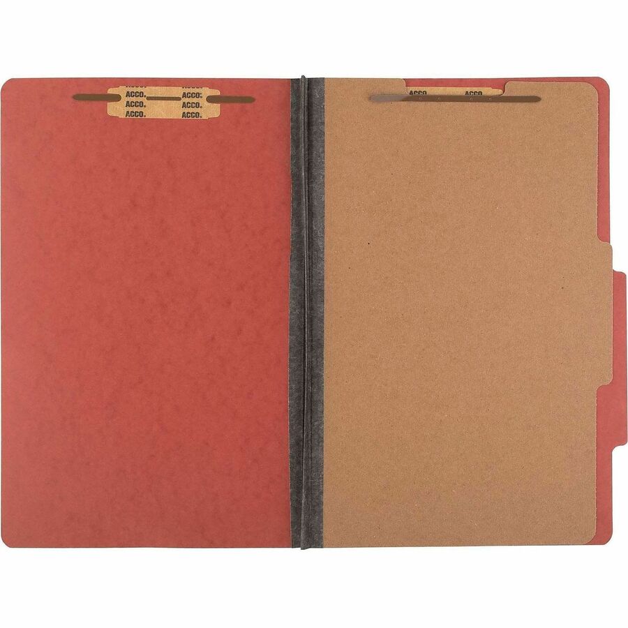 ACCO Legal Classification Folder - 2" Folder Capacity - 8 1/2" x 14" - 4 Fastener - 1" for Folder - 1 Divider - 4 pt. - Pressboard, Tyvek - Earth Red - 10 / Box