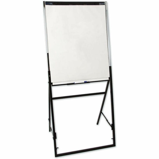 Quartet Futura Easel Whiteboard/Flip Chart - 26" (2.2 ft) Width x 35" (2.9 ft) Height - White Melamine Surface - Black Frame - Rectangle - Durable, Smooth Writing, Lightweight, Adjustable Height - 1 Each