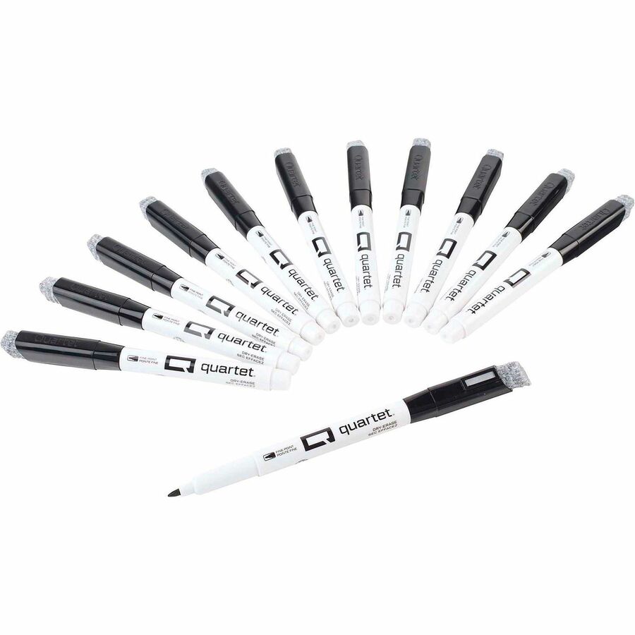Quartet Classic Dry-Erase Markers with Eraser Cap - Black Ink - 12 / Box