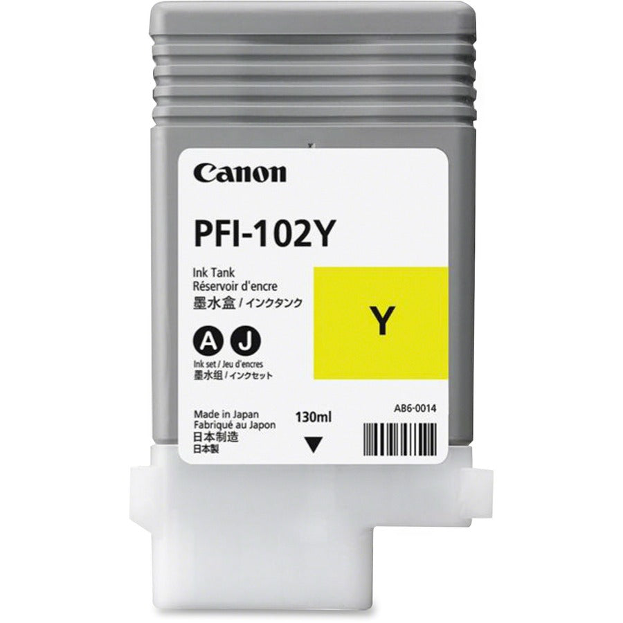 Canon PFI-102Y Original Inkjet Ink Cartridge - Yellow - 1 Each - Inkjet - Yellow - 1 Each