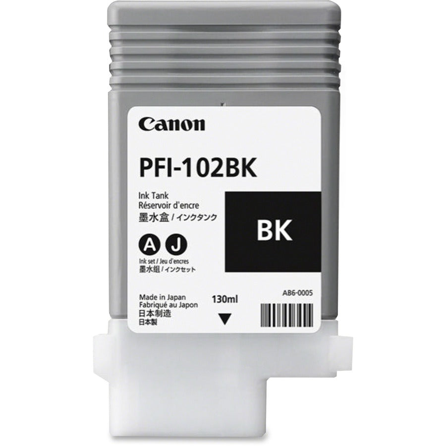Canon PFI-102BK Original Inkjet Ink Cartridge - Black - 1 Each - Inkjet - Black - 1 Each