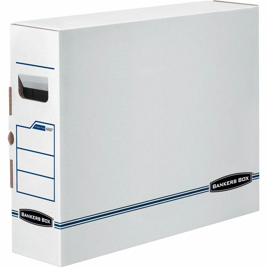 Bankers Box X-Ray Film Storage Boxes - Internal Dimensions: 5" Width x 18.75" Depth x 14.88" Height - External Dimensions: 5.3" Width x 19.8" Depth x 15.7" Height - Side Tuck, Locking Tab Closure - Heavy Duty - White, Blue - For Document - Recycled - 6...