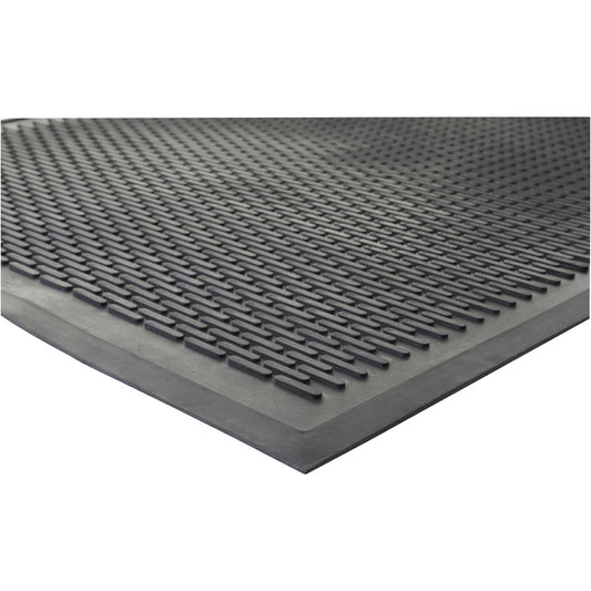 Genuine Joe Clean Step Scraper Floor Mats - Outside Entrance, Outdoor - 72" Length x 48" Width - Rubber - Black - 1 Each