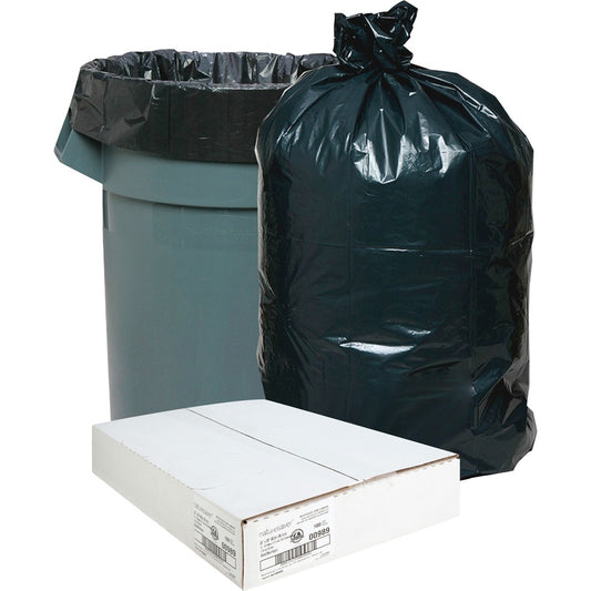 Nature Saver Black Low-density Recycled Can Liners - Medium Size - 33 gal Capacity - 39" Length x 33" Width x 1.25 mil (32 Micron) Thickness - Low Density - Black - Plastic - Cleaning Supplies - 1 Carton