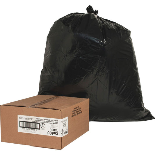 Nature Saver Black Low-density Recycled Can Liners - Medium Size - 33 gal Capacity - 1.65 mil (42 Micron) Thickness - Low Density - Black - Plastic - Cleaning Supplies - 1 Carton