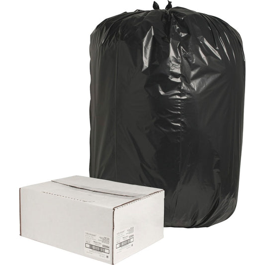 Nature Saver Black Low-density Recycled Can Liners - Extra Large Size - 60 gal Capacity - 58" Length x 38" Width x 1.65 mil (42 Micron) Thickness - Low Density - Black - Plastic - Cleaning Supplies - 1 Carton