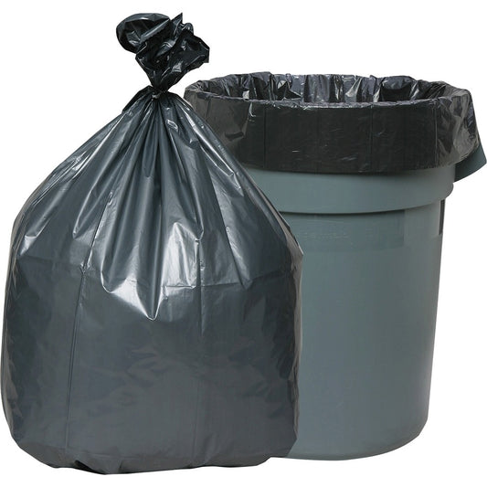 Genuine Joe Maximum Strength Trash Can Liner - Medium Size - 33 gal Capacity - 40" Length x 33" Width x 1.35 mil (34 Micron) Thickness - Low Density - Black - Resin - Recycled - 100 / Carton