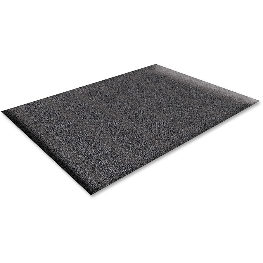 Genuine Joe Soft Step Vinyl Anti-Fatigue Mats - Warehouse - 36" Length x 24" Width x 0.375" Thickness - Vinyl - Black - 1 Each