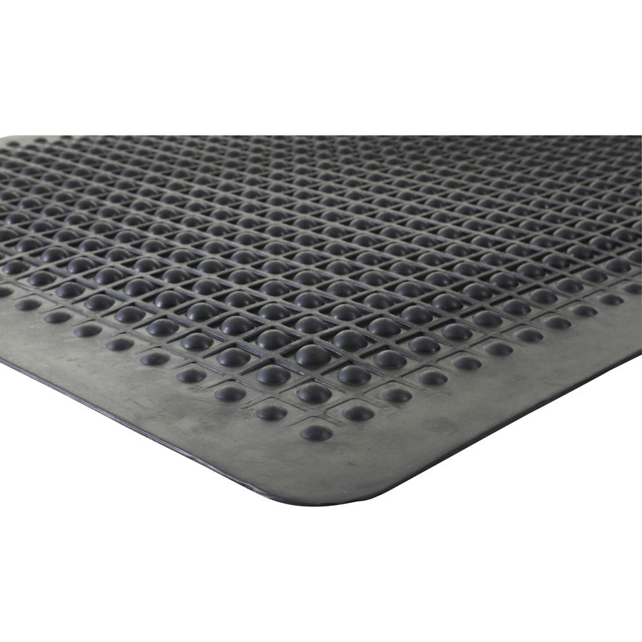 Genuine Joe Flex Step Rubber Anti-Fatigue Mats - Warehouse - 60" Length x 36" Width - Rubber - Black - 1 Each