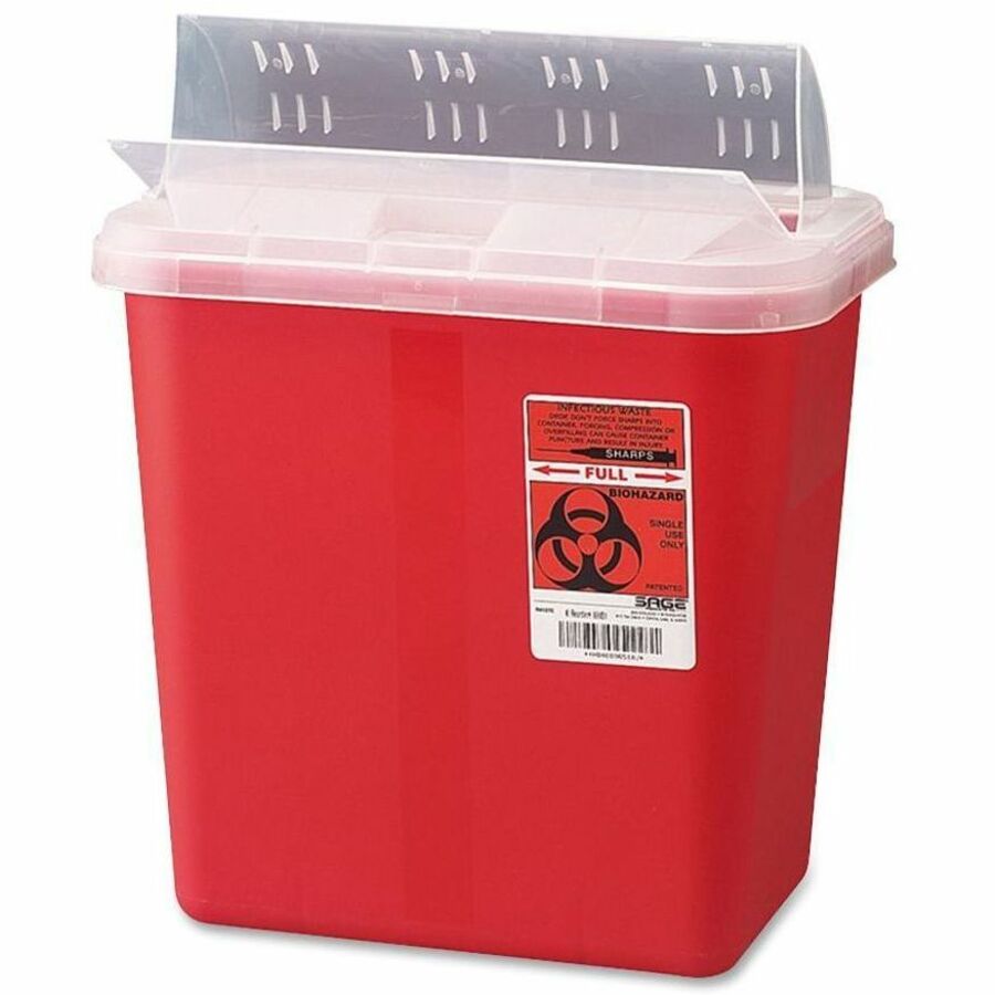 Covidien Sharps Medical Waste Container - 2 gal Capacity - 12.8" Height x 10.5" Width x 7.2" Depth - Red - 1 Each