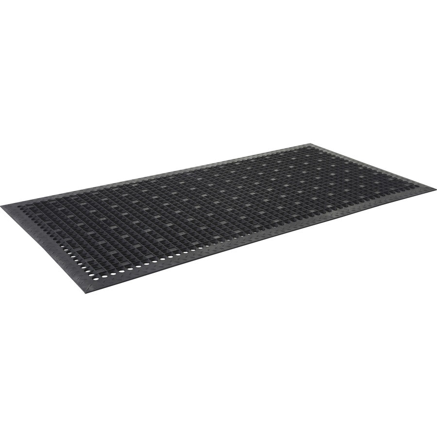 Genuine Joe Versa-Lite Anti-microbial Rubber Mat - Warehouse - 60" Length x 36" Width - Rubber - Black - 1 Each