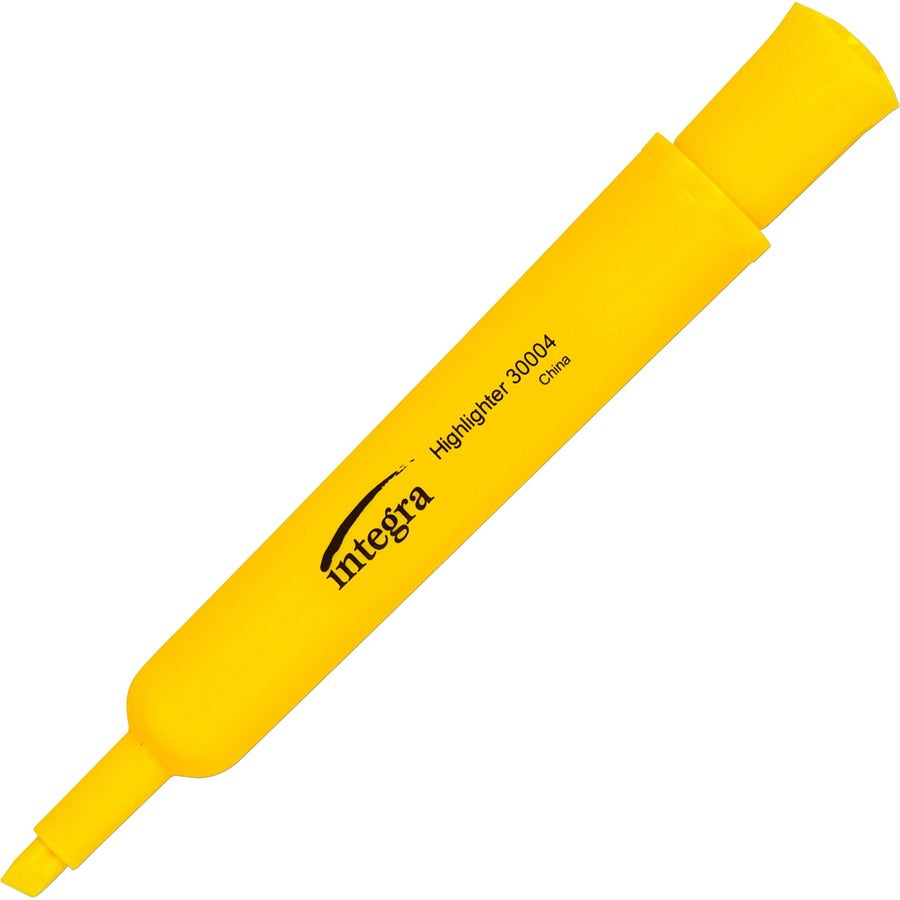 Integra Chisel Desk Liquid Highlighters - Yellow Ink - Water Based - Yellow Barrel - 12 / Dozen