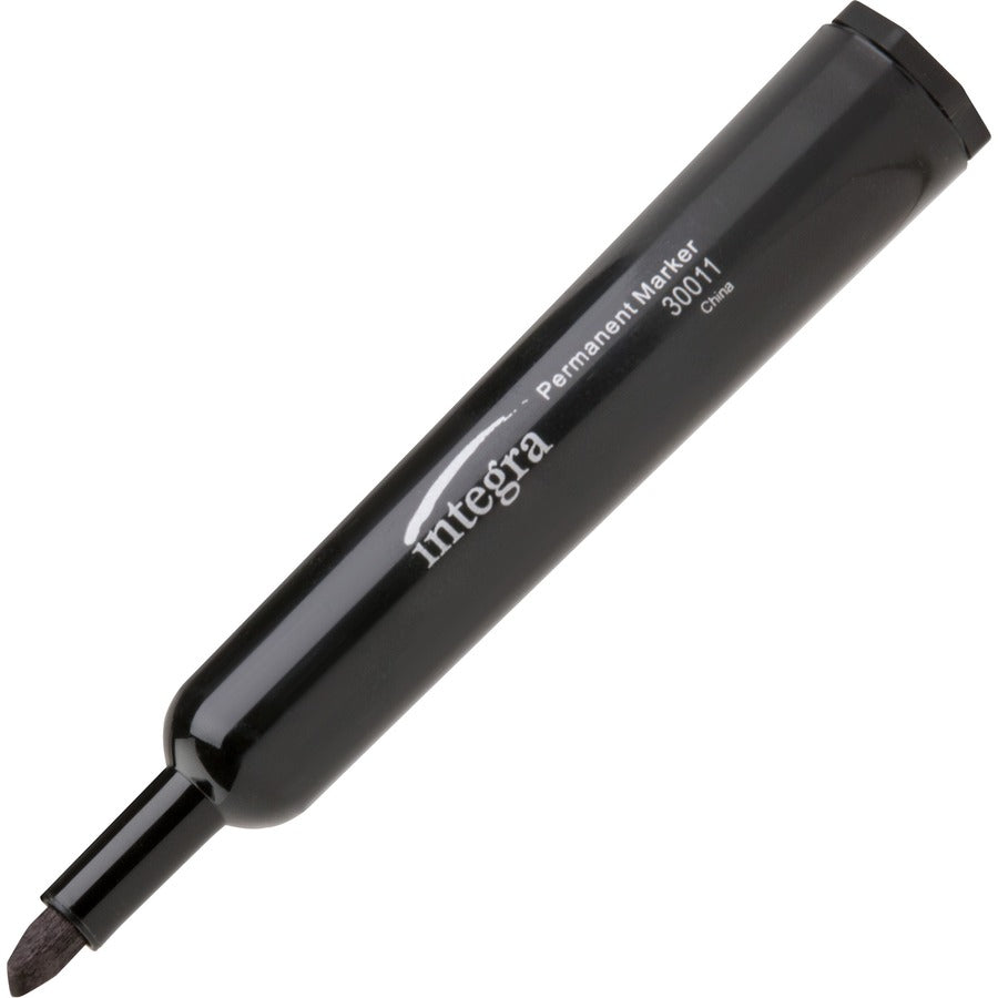 Integra Permanent Chisel Markers - Black Ink - Writing, Drawing - 12 / Dozen