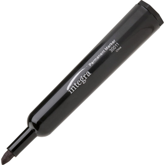 Integra Permanent Chisel Markers - Black Ink - Writing, Drawing - 12 / Dozen