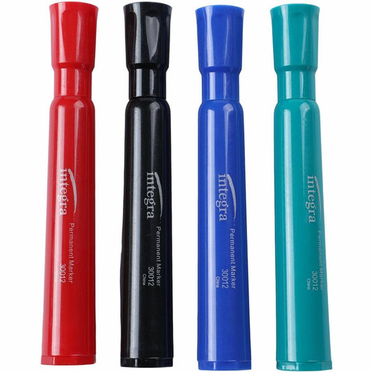 Integra Permanent Chisel Markers - Assorted Ink - 4 / Set