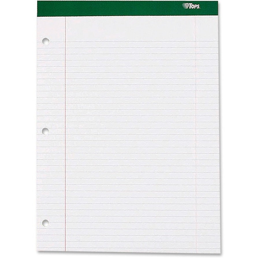 TOPS Double Docket Writing Tablet - Letter - Stapled/Glued - 0.34" Ruled - 16 lb Basis Weight - Letter - 8 1/2" x 11 3/4" Sheet Size - White Paper - Perforated - 1 Each