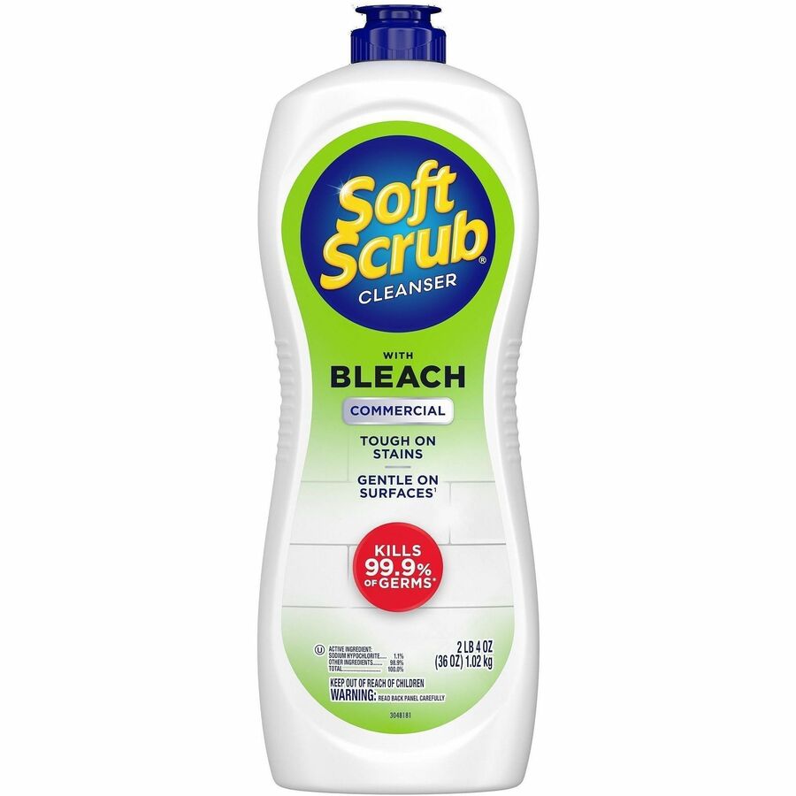 Soft Scrub Soft Scrub Bleach Cleanser - 36 fl oz (1.1 quart) - Recommended For: Grease Remover, Dirt Remover, Mold Remover, Mildew Remover, Soap Scum Remover, Germs Remover, Stain Remover - Anti-bacterial, Disinfectant - White - 1 Each