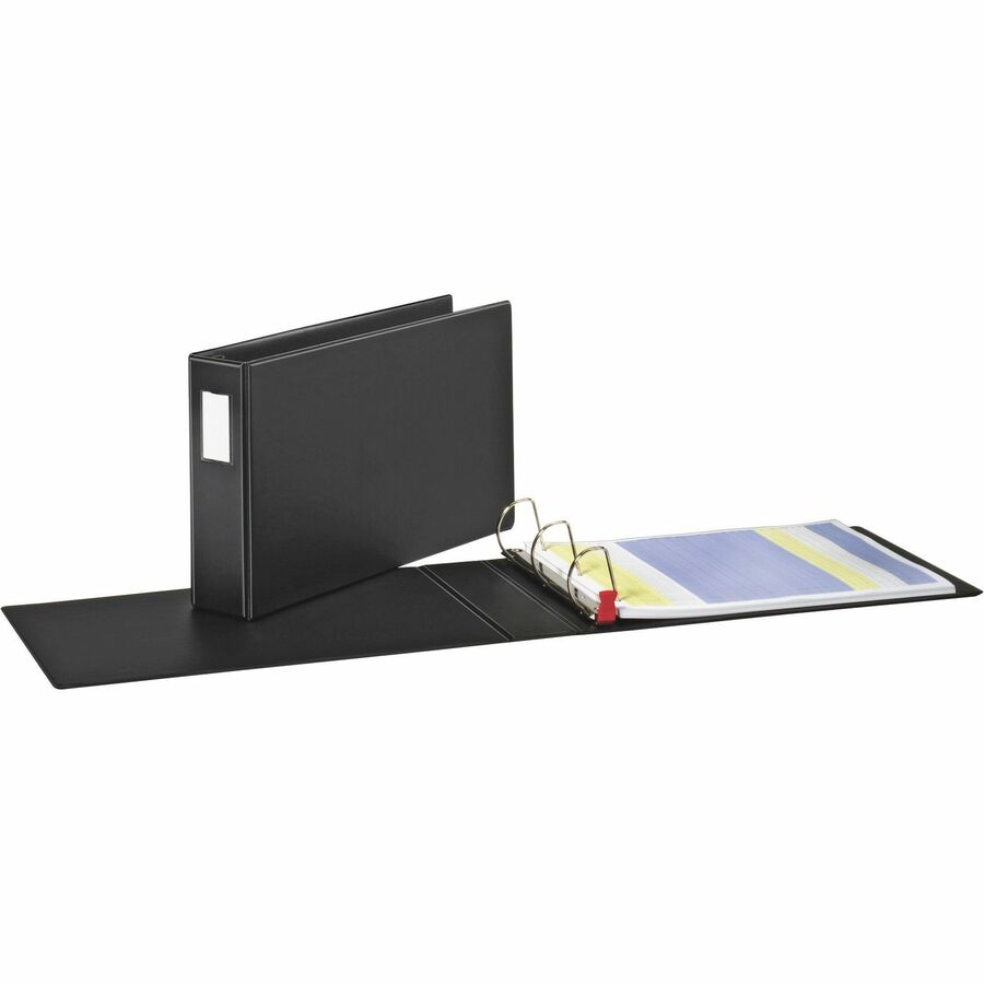 Cardinal&reg, Premier EasyOpen Locking Slant-D Tabloid Binder - 3" Binder Capacity - Tabloid - 11" x 17" Sheet Size - 675 Sheet Capacity - 1 1/2" Spine Width - 3 Ring - Fastener: D-Ring - Pocket: Inside Front & Back - Vinyl - Black - 3.19 lb - Recycled...
