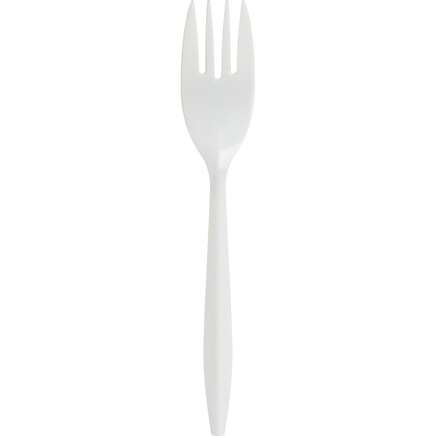 Genuine Joe Medium-weight Forks - Polypropylene - White - 1000 / Carton