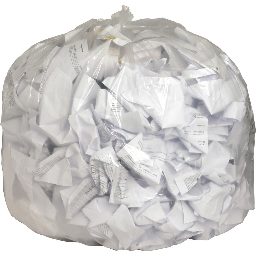 Genuine Joe Clear Trash Can Liners - 56 gal Capacity - 48" Length x 43" Width x 0.80 mil (20 Micron) Thickness - Low Density - Clear - Film - Multipurpose - 100/Box - 1 Carton