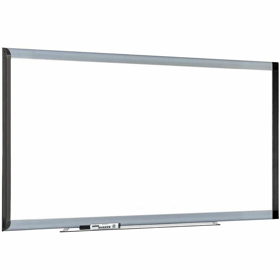 Lorell Signature Series Magnetic Dry-erase Markerboard - 72" (6 ft) Width x 48" (4 ft) Height - Coated Steel Surface - Silver, Ebony Frame - Magnetic - 1 Each