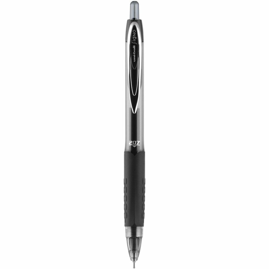 uniball™, 207 Needle Gel Pens - Retractable - Black Ink - Black Barrel - 12 / Dozen