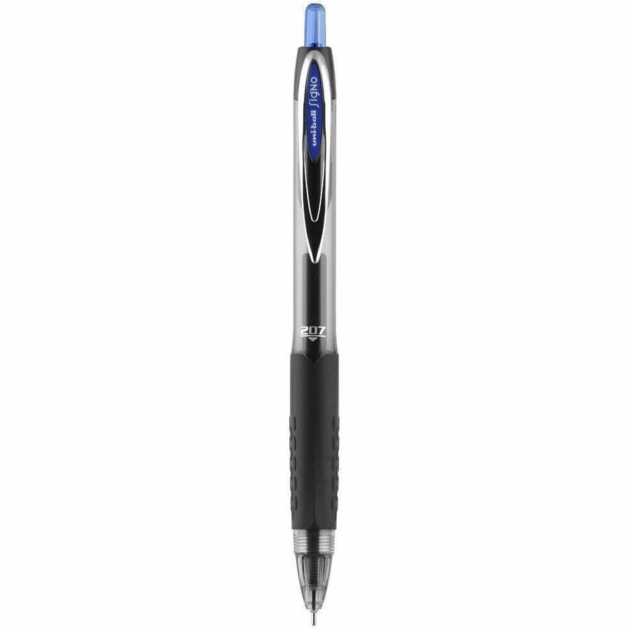 uniball™, 207 Needle Gel Pens - Retractable - Blue Ink - Blue Barrel - 12 / Dozen