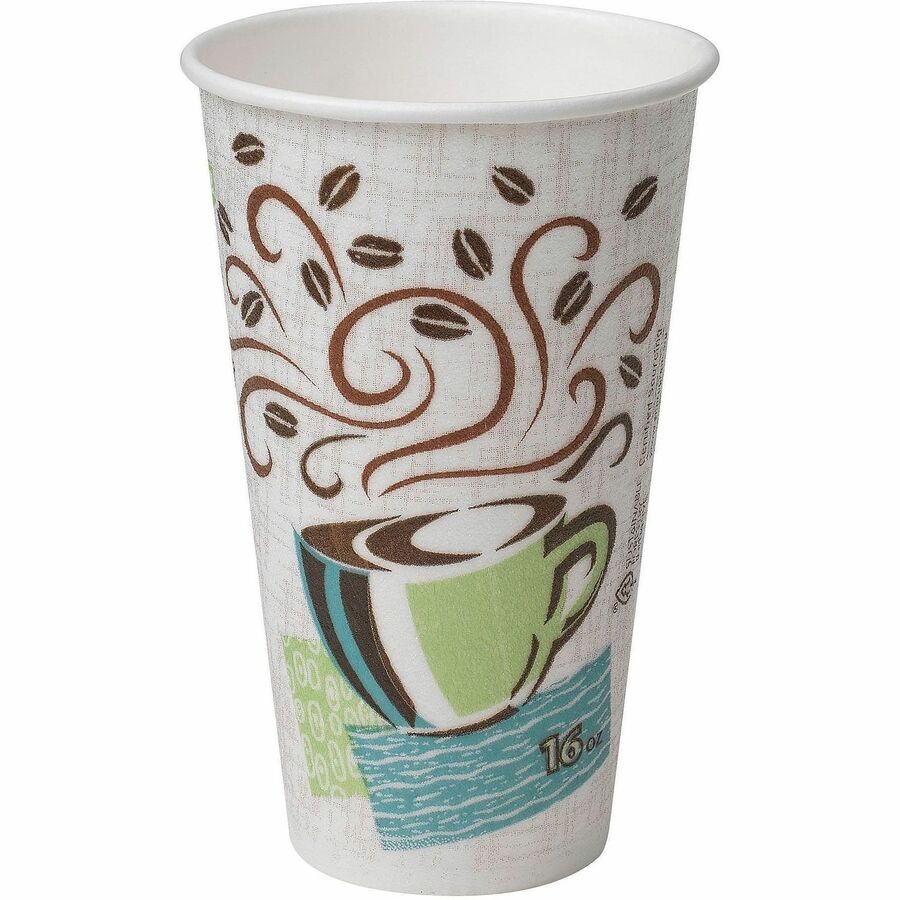 Dixie PerfecTouch 16 oz Insulated Paper Hot Coffee Cups by GP Pro - 16 fl oz - Coffee Haze - Paper - Hot Drink, Coffee - 25/Pack - 20 / Carton