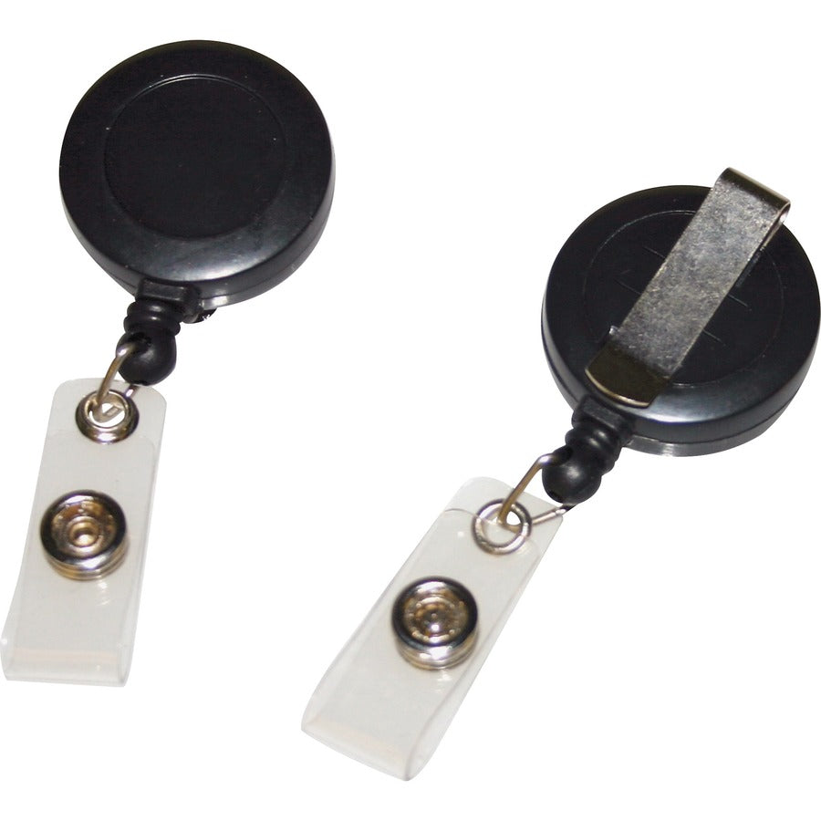 Fellowes Belt Clip Retractable ID Holder - 4.5" Height x 1.3" Width x 0.3" Depth - Black - 1 Box