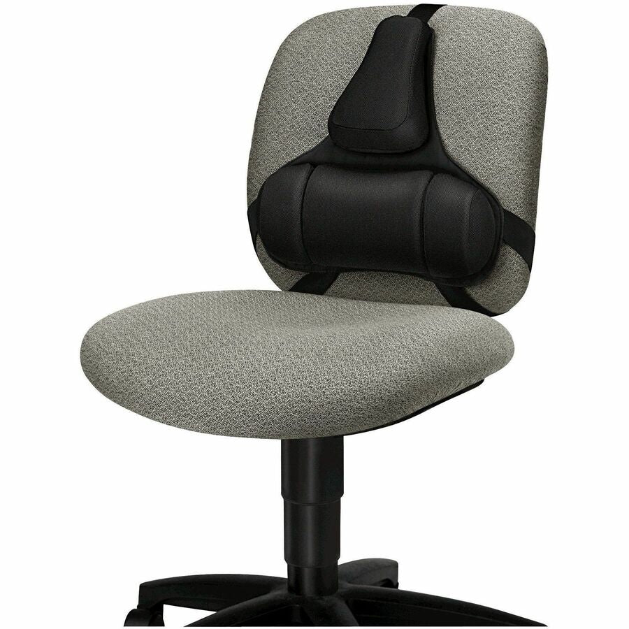 Fellowes Professional Series Microban Protection Back Support - Strap Mount - Black - Fabric, Memory Foam - 1 Each