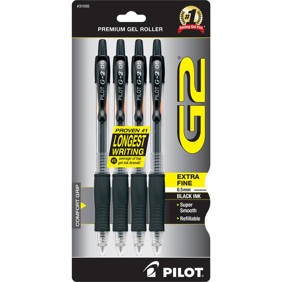 G2 Premium Gel Ink Retractable Pens - Refillable - Retractable - Black Ink - Gel-based - 4 / Pack
