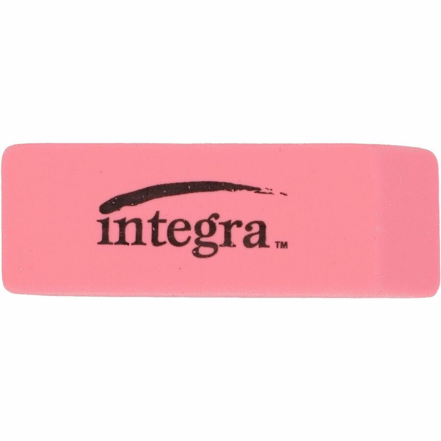 Integra Pink Pencil Eraser - Pink - 2" Width x 0.8" Height x 0.4" Depth - 24 / Box - Soft, Pliable, Latex-free