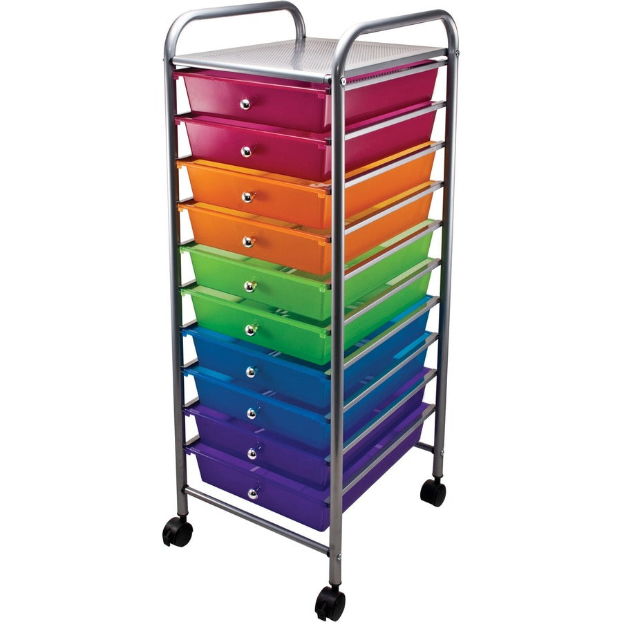 Advantus 10-drawer Organizer - 10 Drawer - 4 Casters - 15.50" Width x 13" Depth x 37.50" Height - Multi - 1 Each