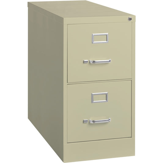 Lorell Fortress Series 26-1/2" Commercial-Grade Vertical File Cabinet - 15" Width x 26.5" Depth x 28.4" Height - 2 x Drawer(s) for File - Letter - Vertical - Security Lock, Ball-bearing Suspension, Heavy Duty - Putty - Steel - Recycled