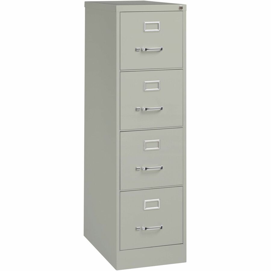 Lorell Fortress Series 25" Commercial-Grade Vertical File Cabinet - 15" Width x 25" Depth x 52" Height - 4 x Drawer(s) for File - Letter - Vertical - Security Lock, Ball-bearing Suspension, Heavy Duty - Light Gray - Steel - Recycled
