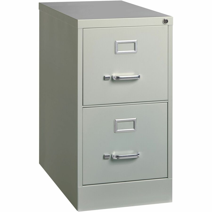 Lorell Fortress Series 25" Commercial-Grade Vertical File Cabinet - 15" Width x 25" Depth x 28.4" Height - 2 x Drawer(s) for File - Letter - Vertical - Security Lock, Ball-bearing Suspension, Heavy Duty - Light Gray - Steel - Recycled