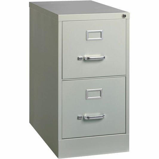 Lorell Fortress Series 25" Commercial-Grade Vertical File Cabinet - 15" Width x 25" Depth x 28.4" Height - 2 x Drawer(s) for File - Letter - Vertical - Security Lock, Ball-bearing Suspension, Heavy Duty - Light Gray - Steel - Recycled
